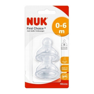 Nuk Θηλή First Choice Plus 0-6 Μηνών Mεσαία Οπή 2Τμχ