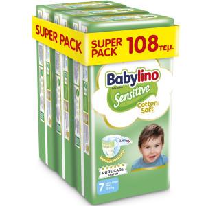 Babylino Sensitive Πάνες No7 (15+kg) Super Pack 108τμχ