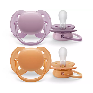 Philips Avent Πιπίλα Σιλικόνης Ultra Soft Μωβ/Πορτοκαλί 2 pcs, 6-18 Μηνών