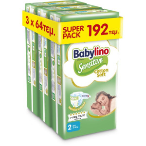 Babylino Sensitive Πάνες No2 (3X64) Super Pack 192τμχ