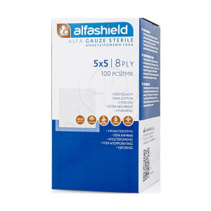 Alfashield Αποστειρωμένη Γάζα 5X5 8ply 100 Τεμάχια