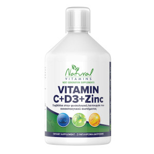 Natural Vitamins Vitamin C+D3+Zinc Immune Support For Adults 500ml