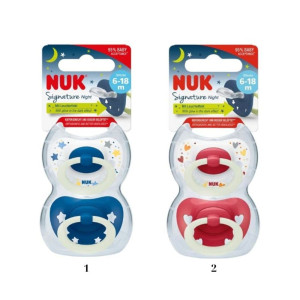 Nuk Signature Night Πιπίλα Σιλικόνης 6-18 Μηνών 2τμχ