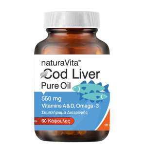 Natura Vita Cod Liver Oil Μουρουνέλαιο 550mg 60Caps