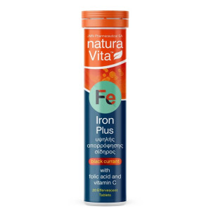 Natura Vita Iron Plus Με Βιταμίνη C + Φυλλικό Οξύ 20Tabs