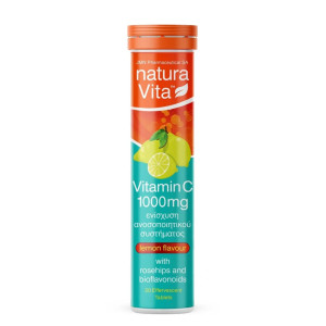 Natura Vita Vitamin C Βιταμίνη για Ενίσχυση του Ανοσοποιητικού, τo Δέρμα & Αντιοξειδωτική δράση 1000mg Λεμόνι 20Tabs