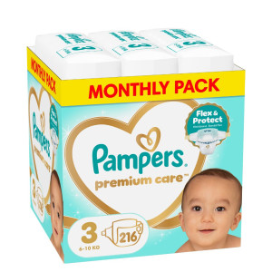 Pampers Premium Care πάνα Μέγεθος 3 (6kg-10kg) - 216 τμχ