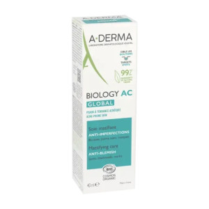 A-Derma Biology AC Global Κρέμα Προσώπου για Ενυδάτωση, Ατέλειες & Ακμή με Υαλουρονικό Οξύ & Aloe Vera 40ml