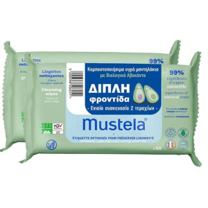 Mustela Promo Baby Cleansing Wipes 120 Τεμάχια (2x60 Τεμάχια) 50% Έκπτωση Στο 2ο Προϊόν