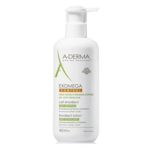 A-Derma Exomega Control Emollient Lotion Anti-Scratching, μαλακτικό γαλάκτωμα για πολύ ξηρό δέρμα με τάση ατοπίας 400ml