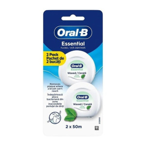 Oral-B Essential Κερωμένο Οδοντικό Νήμα με Γεύση Μέντα 50m 2τμχ