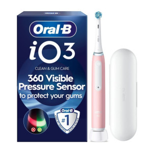 Oral-B Io Series 3 Ηλεκτρική Οδοντόβουρτσα με Αισθητήρα Πίεσης και Θήκη Ταξιδίου Ροζ