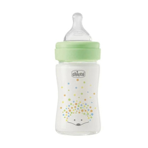 Chicco Γυάλινο Μπιμπερό Perfect Κατά των Κολικών με Θηλή Σιλικόνης για 0+ μηνών Πράσινο 150ml