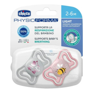 Chicco Πιπίλες Σιλικόνης Light Honey Bee Γκρι-Ροζ για 2-6 μηνών 2τμχ