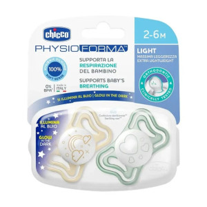 Chicco Physio Light Πιπίλες Σιλικόνης Μπεζ/Πράσινο για 2-6 μηνών 2τμχ