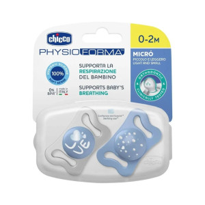 Chicco Physio Forma Micro Πιπίλες Σιλικόνης Γαλάζιο/Λευκό για 0-2 μηνών 2τμχ