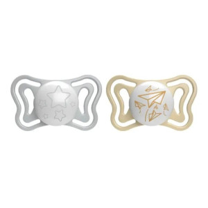 Chicco Physio Light Πιπίλες Σιλικόνης Γκρι - Κίτρινο για 6-16 μηνών 2τμχ