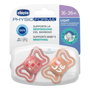Chicco Πιπίλες Σιλικόνης PhysioForma Light Ροζ για 16-36 μηνών 2τμχ