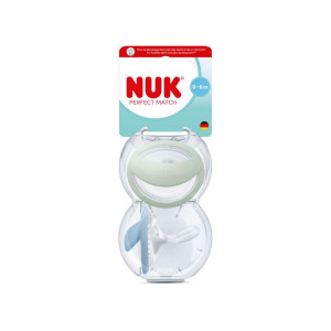 Nuk Perfect Match Πιπίλα Σιλικόνης με Θήκη για 0-6m, 2τεμ