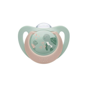 Nuk First Choice Πιπίλα Σιλικόνης Νυκτός με Θήκη για 6-18 μηνών Turtle