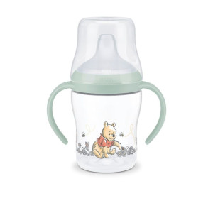 Nuk Winnie The Pooh Εκπαιδευτικό Μπιμπερό Πλαστικό με Λαβές Πράσινο για 6m+ 150ml