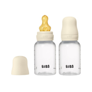 Bibs Σετ 2 Βρεφικά Μπιμπερό 150ml με Στρογγυλή Θηλή Καουτσούκ Αργής Ροής - Ivory