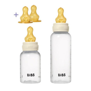 Bibs Σετ Πλαστικά Μπιμπερό Με Latex Θηλή 2 τμχ 150ml & 270ml Ivory