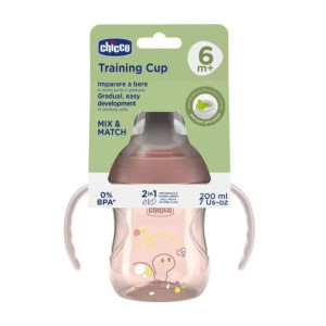 Chicco Training Cup Εκπαιδευτικό Μπιμπερό Πλαστικό με Λαβές Μπεζ για 6m+
