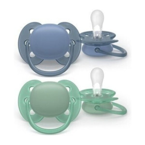 Philips Avent Πιπίλα Σιλικόνης Ultra Soft Μπλε/Πράσινο 2 pcs, 6-18 Μηνών