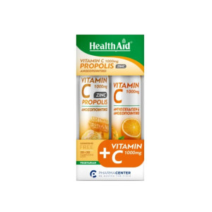 Health Aid Vitamin C 1000mg Zinc Propolis 20tabs & Vitamin C Orange 1000mg 20Tabs
