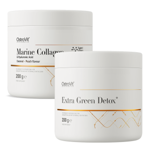 OstroVit Extra Green Detox 200 g + Marines Kollagen + Hyaluronsäure 200 g