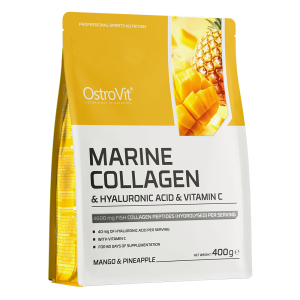 OstroVit Kolagen Morski + Kwas Hialuronowy + Witamina C 400 g o smaku mango z ananasem