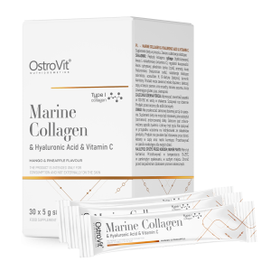 OstroVit Collagène Marin + Acide Hyaluronique + Vitamine C 5 g x 30 BOX avec arôme mangue et ananas