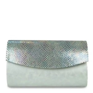 Klasyczna torebka wieczorowa srebrna holo