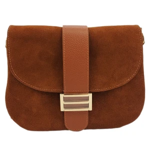 Torebka listonoszka camel zamsz skóra