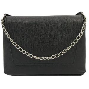 Torebka listonoszka z łańcuszkiem czarna skóra