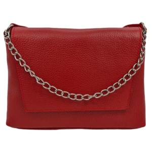 Torebka listonoszka z łańcuszkiem czerwona skóra