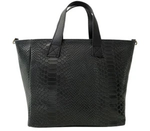 Czarna shopperka torebka croco skóra
