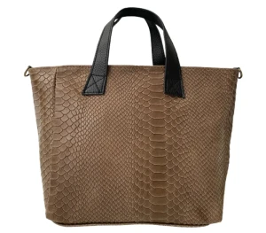 Taupe shopperka torebka croco skóra