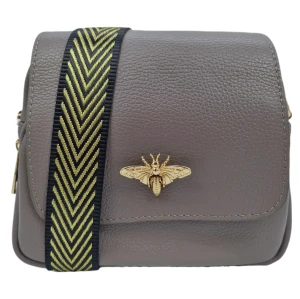 Torebka listonoszka pszczółka szare fango skóra