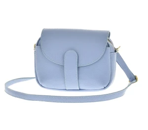 Błękitna torebka listonoszka skóra