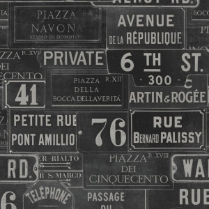 Tapeta MINDTHEGAP Eclectic Vintage Signs Anthracite WP20037