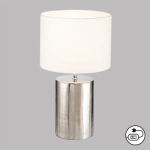 Lampa stołowa Prata Fischer&Honsel E27 1x40W w kolorze srebrnym ceramika