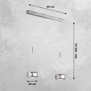 Lampa Wisząca Colette Fischer&Honsel LED 2x9W w kolorze niklu metal