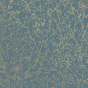 Tapeta Clarissa Hulse GYPSOPHILA WALLPAPER – AIRFORCE BLUE & SOFT GOLD 120384