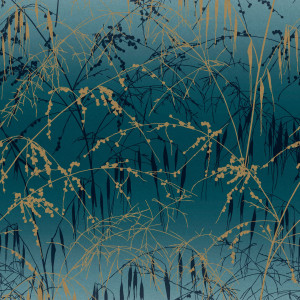 Tapeta Clarissa Hulse MEADOW GRASS WALLPAPER – TEAL & SOFT GOLD 120391