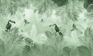Grafika Metalic Art Egzotyczne ptaki Green AW2022003-DZ1
