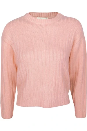 H&M Prążkowany Pudełkowy Brzoskwiniowy Sweter