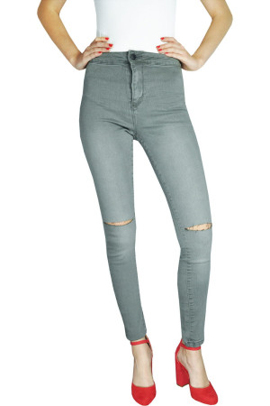 Forever21 Grafitowe Jeansy z Dziurami