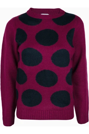 Only Burgundowy Sweter w Grochy